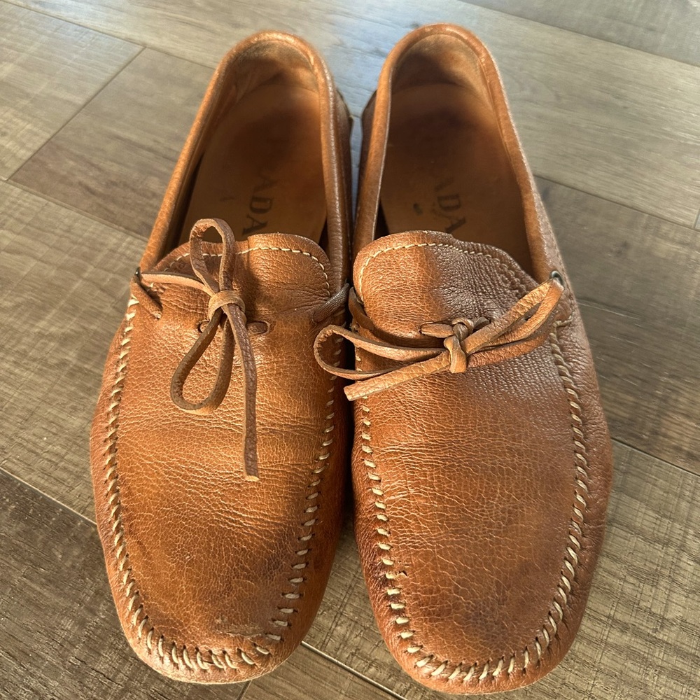 Mens Prada brown driving loafers size 6.5